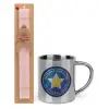 Easter Set, metallic thermal cup (300ml) & aromatic flat Easter candle (30cm) (PINK)
