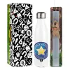 Easter candle, metallic white thermos bottle (500ml) & aromatic flat candle (30cm) (GRAY)