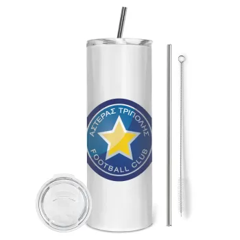 Asteras Tripolis, Tumbler stainless steel 600ml, with metal straw & cleaning brush