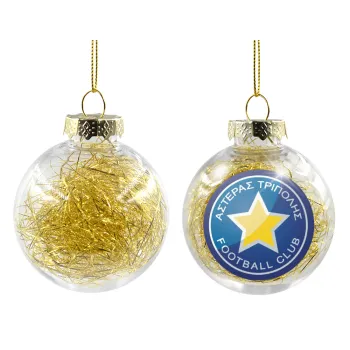 Asteras Tripolis, Transparent Christmas tree ball ornament with gold filling 8cm