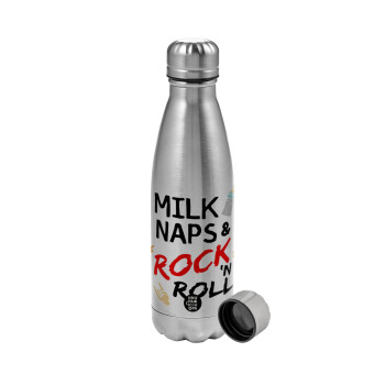 milk naps and Rock n' Roll, Μεταλλικό παγούρι νερού, ανοξείδωτο ατσάλι, 750ml