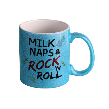 milk naps and Rock n' Roll, Κούπα Σιέλ Glitter που γυαλίζει, κεραμική, 330ml