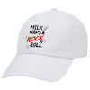milk naps and Rock n' Roll, Καπέλο ενηλίκων Jockey Λευκό (snapback, 5-φύλλο, unisex)