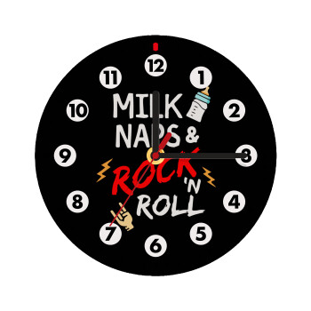 milk naps and Rock n' Roll, Ρολόι τοίχου ξύλινο (20cm)