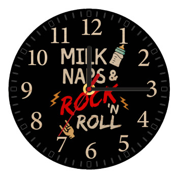 milk naps and Rock n' Roll, Ρολόι τοίχου ξύλινο plywood (20cm)