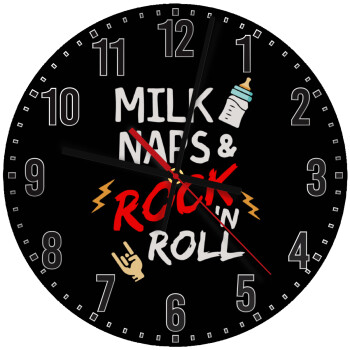 milk naps and Rock n' Roll, Ρολόι τοίχου ξύλινο (30cm)