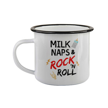 milk naps and Rock n' Roll, Κούπα εμαγιέ με μαύρο χείλος 360ml