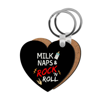 milk naps and Rock n' Roll, Μπρελόκ Ξύλινο καρδιά MDF