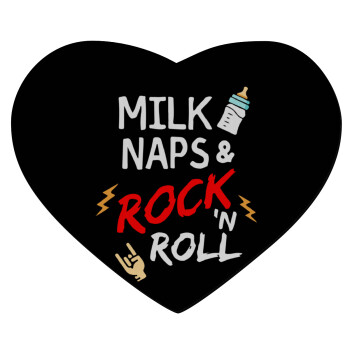 milk naps and Rock n' Roll, Mousepad καρδιά 23x20cm