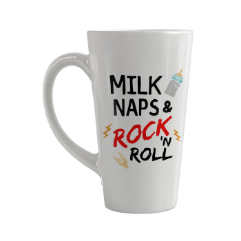 milk naps and Rock n' Roll, Κούπα κωνική Latte Μεγάλη, κεραμική, 450ml
