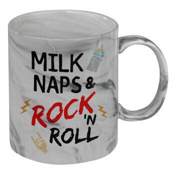 milk naps and Rock n' Roll, Κούπα κεραμική, marble style (μάρμαρο), 330ml