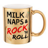 milk naps and Rock n' Roll, Mug ceramic, gold mirror, 330ml