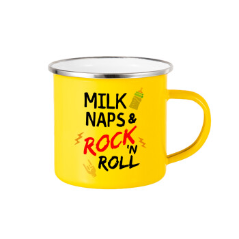 milk naps and Rock n' Roll, Yellow Enamel Metallic Cup 360ml