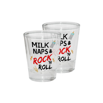 milk naps and Rock n' Roll, Σφηνοπότηρα γυάλινα 45ml διάφανα (2 τεμάχια)