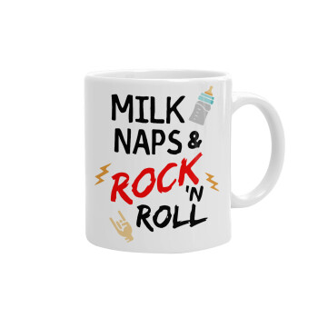 milk naps and Rock n' Roll, Ceramic coffee mug, 330ml (1pcs)
