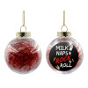 Transparent Christmas tree ball ornament with red filling 8cm