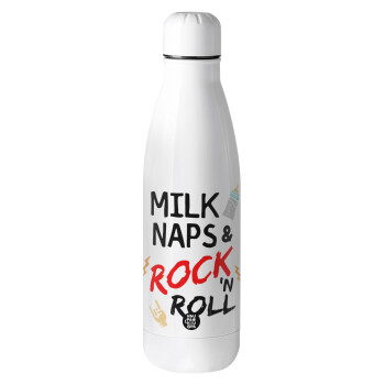 milk naps and Rock n' Roll, Μεταλλικό παγούρι Stainless steel, 700ml