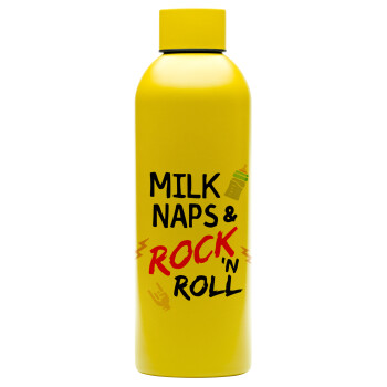 milk naps and Rock n' Roll, Μεταλλικό παγούρι νερού, 304 Stainless Steel 800ml
