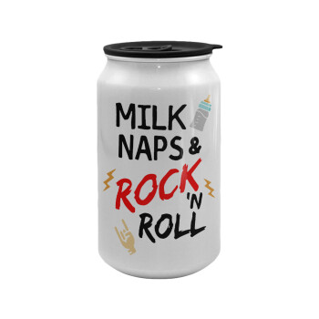 milk naps and Rock n' Roll, Κούπα ταξιδιού μεταλλική με καπάκι (tin-can) 500ml