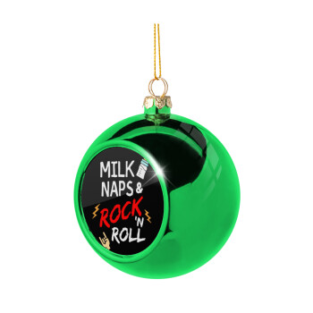 milk naps and Rock n' Roll, Χριστουγεννιάτικη μπάλα δένδρου Πράσινη 8cm