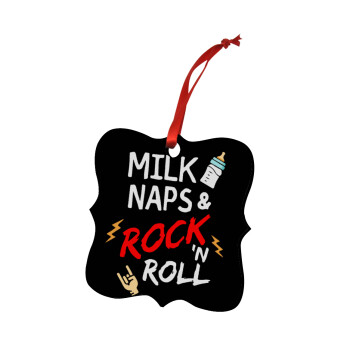 milk naps and Rock n' Roll, Χριστουγεννιάτικο στολίδι polygon ξύλινο 7.5cm