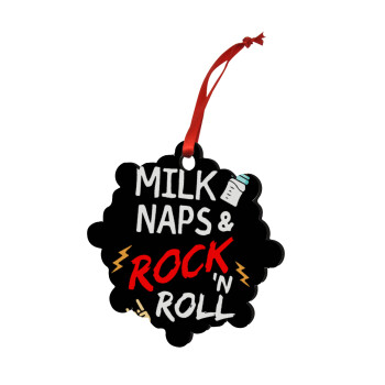 milk naps and Rock n' Roll, Χριστουγεννιάτικο στολίδι snowflake ξύλινο 7.5cm