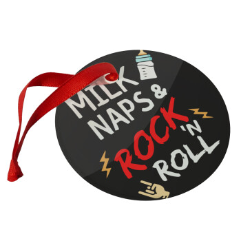 milk naps and Rock n' Roll, Χριστουγεννιάτικο στολίδι γυάλινο 9cm