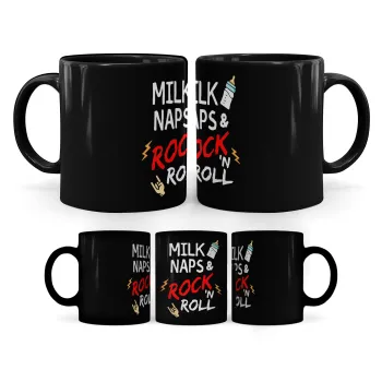 milk naps and Rock n' Roll, Κούπα Μαύρη, κεραμική, 330ml