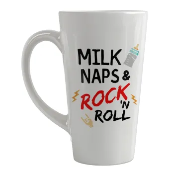 milk naps and Rock n' Roll, Κούπα κωνική Latte Μεγάλη, κεραμική, 450ml