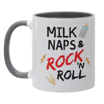 milk naps and Rock n' Roll, Mug colored grey, ceramic, 330ml