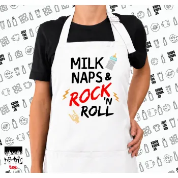 milk naps and Rock n' Roll, Ποδιά μακριά Σεφ ολόσωμη με τσέπες white (ΕΝΗΛΙΚΩΝ)