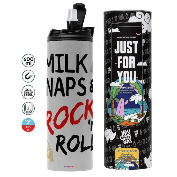 milk naps and Rock n' Roll, Tumbler stainless steel GREY 600ml
