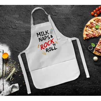 milk naps and Rock n' Roll, Ποδιά Σεφ Ολόσωμη Παιδική (με ρυθμιστικά και 2 τσέπες)