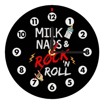 milk naps and Rock n' Roll, Ρολόι τοίχου ξύλινο (20cm)