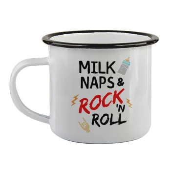 milk naps and Rock n' Roll, Κούπα εμαγιέ με μαύρο χείλος 360ml