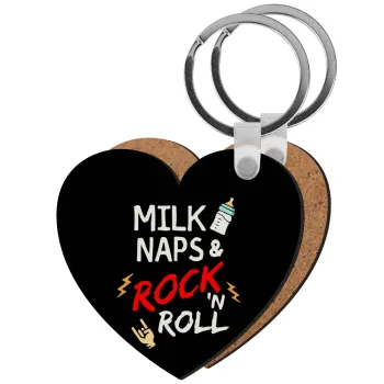 milk naps and Rock n' Roll, Μπρελόκ Ξύλινο καρδιά MDF