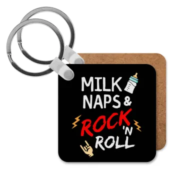 milk naps and Rock n' Roll, Μπρελόκ Ξύλινο τετράγωνο MDF