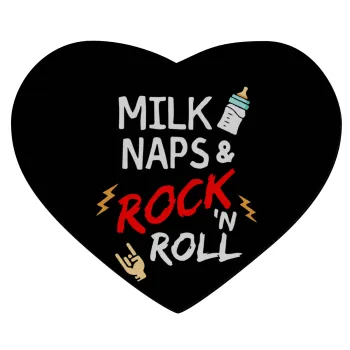 milk naps and Rock n' Roll, Mousepad heart 23x20cm