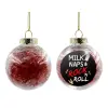 Transparent Christmas tree ball ornament with red filling 8cm