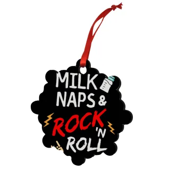 milk naps and Rock n' Roll, Στολίδι Χριστουγεννιάτικο στολίδι snowflake ξύλινο 7.5cm