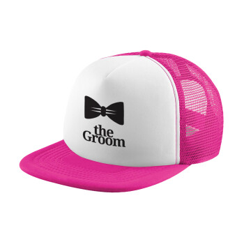 The Groom, Καπέλο Ενηλίκων Soft Trucker με Δίχτυ Pink/White (POLYESTER, ΕΝΗΛΙΚΩΝ, UNISEX, ONE SIZE)