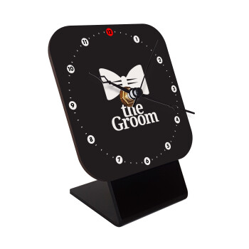 The Groom, Quartz Wooden table clock with hands (10cm)