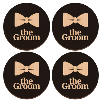 The Groom, ΣΕΤ x4 Σουβέρ ξύλινα στρογγυλά plywood (9cm)