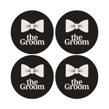 The Groom, SET of 4 round wooden coasters (9cm)