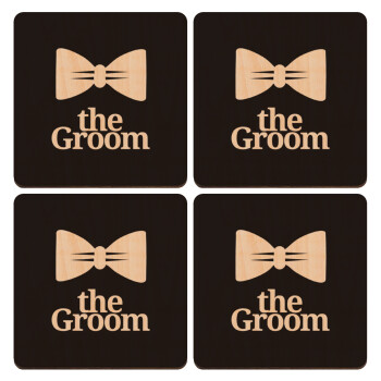 The Groom, ΣΕΤ x4 Σουβέρ ξύλινα τετράγωνα plywood (9cm)