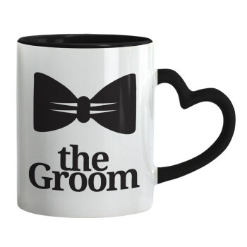 The Groom, Mug heart black handle, ceramic, 330ml
