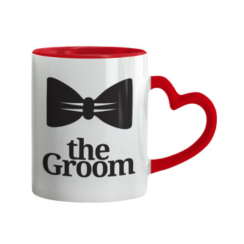 The Groom, Mug heart red handle, ceramic, 330ml
