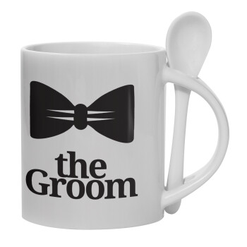 The Groom, Ceramic coffee mug with Spoon, 330ml (1pcs)