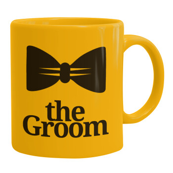 The Groom, Ceramic coffee mug yellow, 330ml (1pcs)