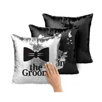 The Groom, Μαξιλάρι καναπέ Μαγικό Μαύρο με πούλιες 40x40cm περιέχεται το γέμισμα